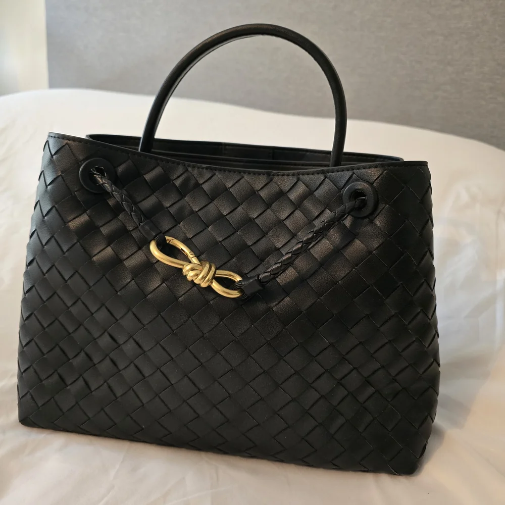 Black Woven Tote Bag - Picture 7 of 12